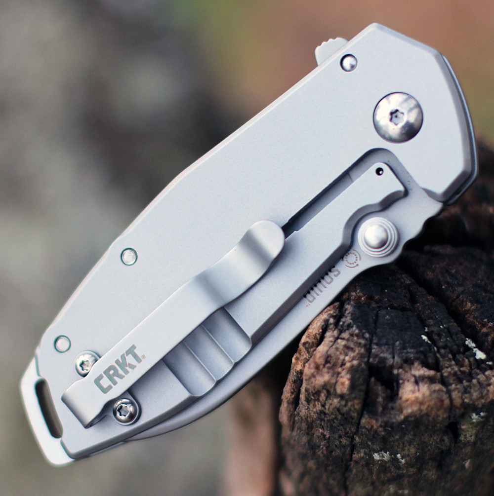 CRKT Squid A/O (CR2492) 2.37" 8Cr14MoV Bead Blasted Spear Point Plain Blade, Bead Blasted Stainless Steel Handle