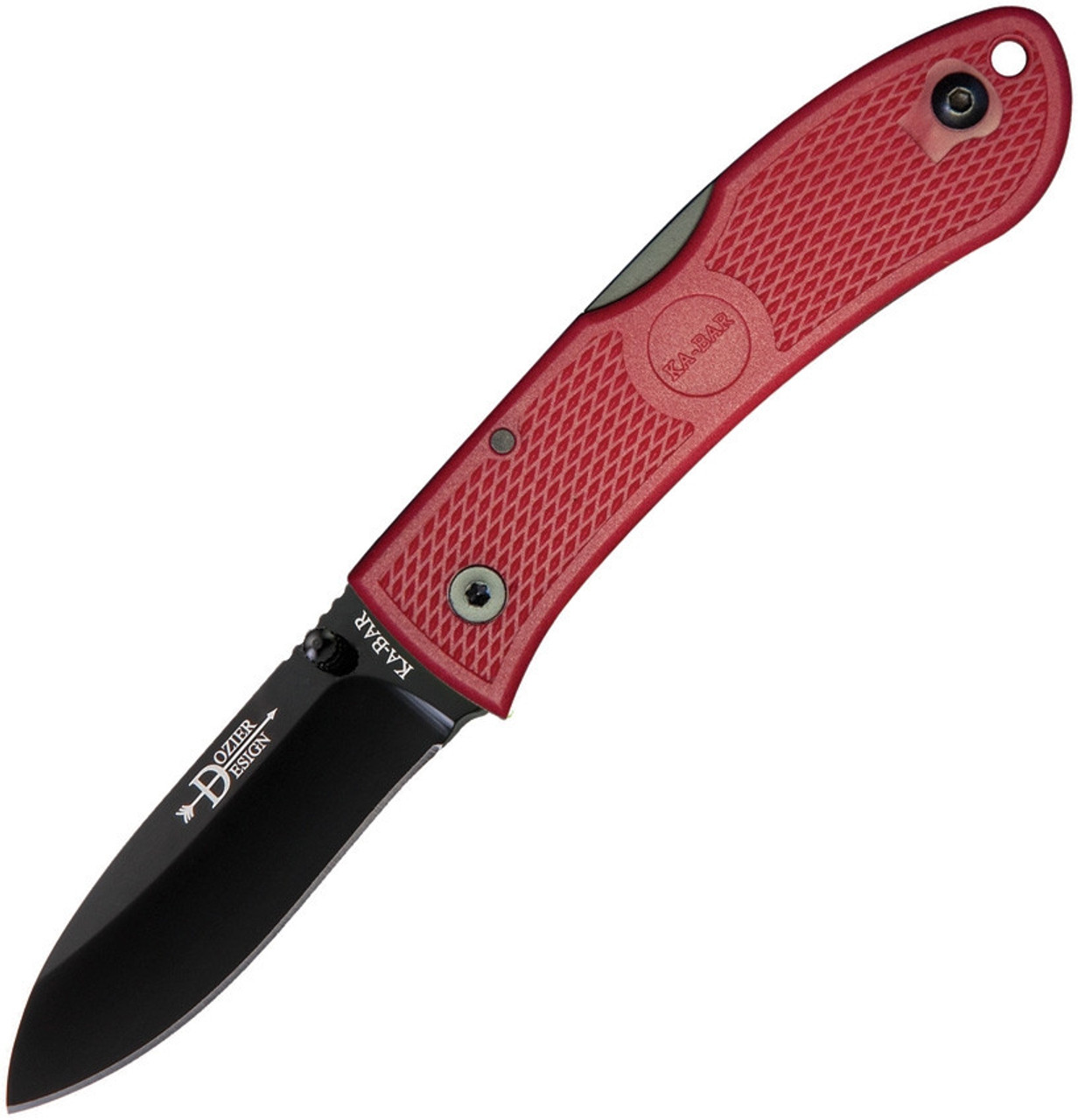 Ka-Bar Dozier Folding Hunter, Red KA4062RD, 3" AUS 8A Stainless Steel Plain Blade, Red Zytel Handle