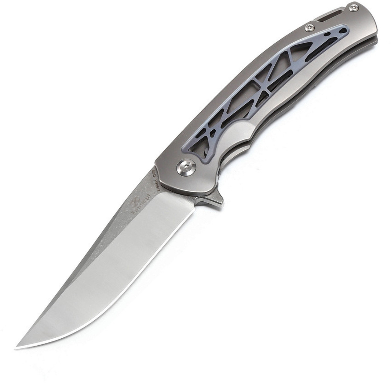 Kansept Knives K1004A1 Agent, 3.75" CPM-S35VN Stonewashed/Satin Blade, Titanium Handle