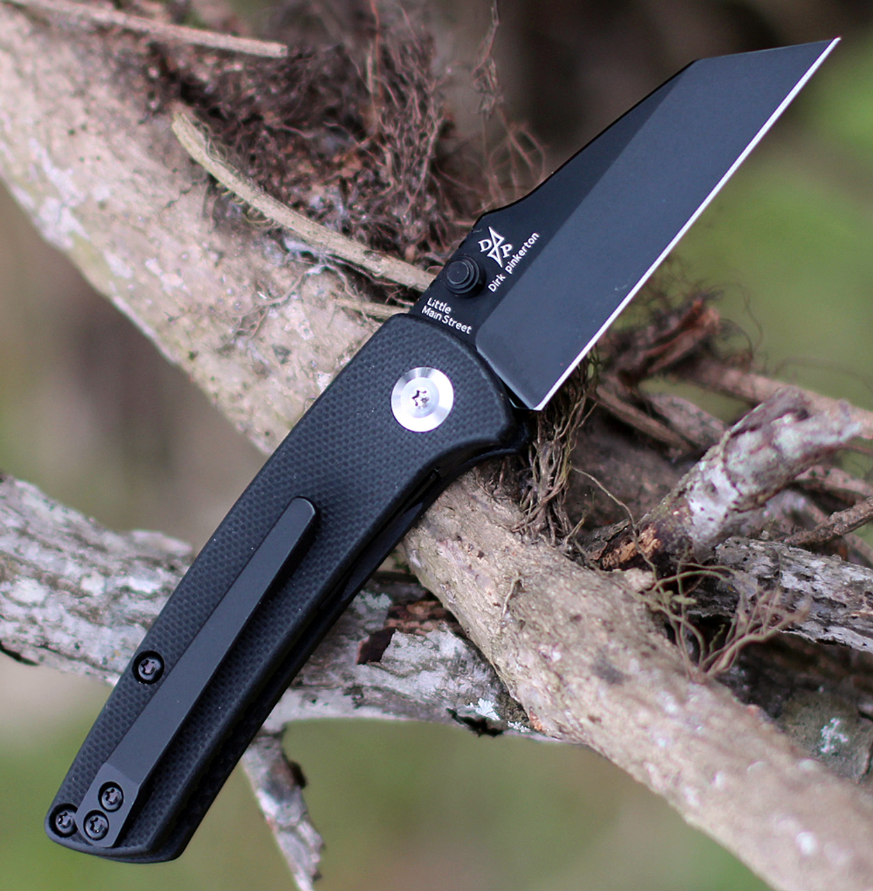 Kansept Knives Little Main Street (KT2015A1) 2.26" 154CM Black Coated Reverse Tanto Plain Blade, Black G-10 Handle