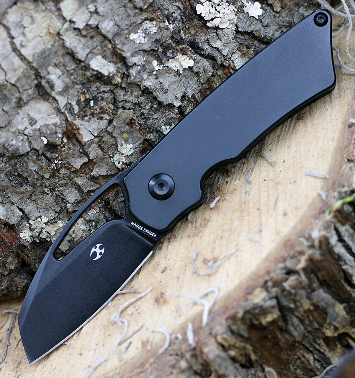 Kansept Knives Goblin (K2016A2) 2.18" CPM-S35VN Black Coated Wharncliffe Plain Blade, Black Anodized Titanium Handle