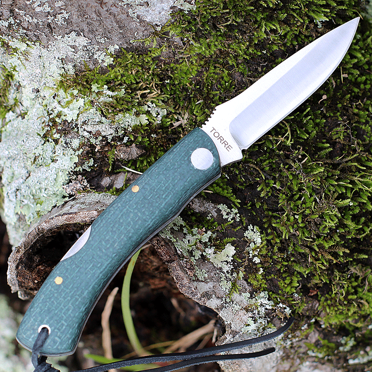 Castillo Knives Torre Lockback Folding,  C3JGM, 3" Sandvik 14C28N Blade, Juniper Green Micarta Handles