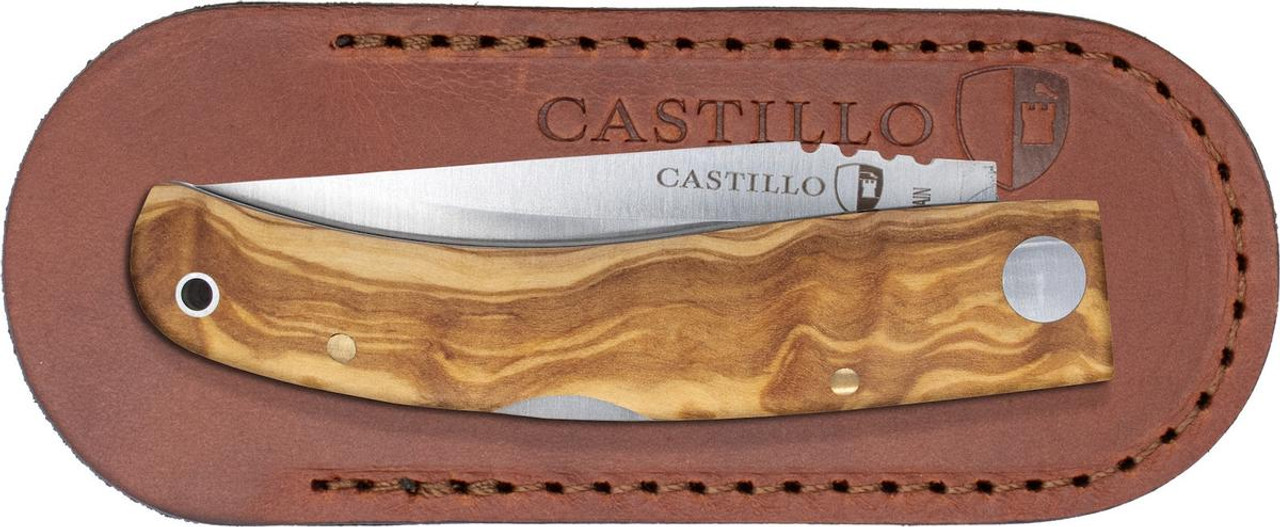 Castillo Knives Navaja Lockback Folding, C1OLW, 3" Satin Sandvik 14C28N Blade, Olivewood Handle