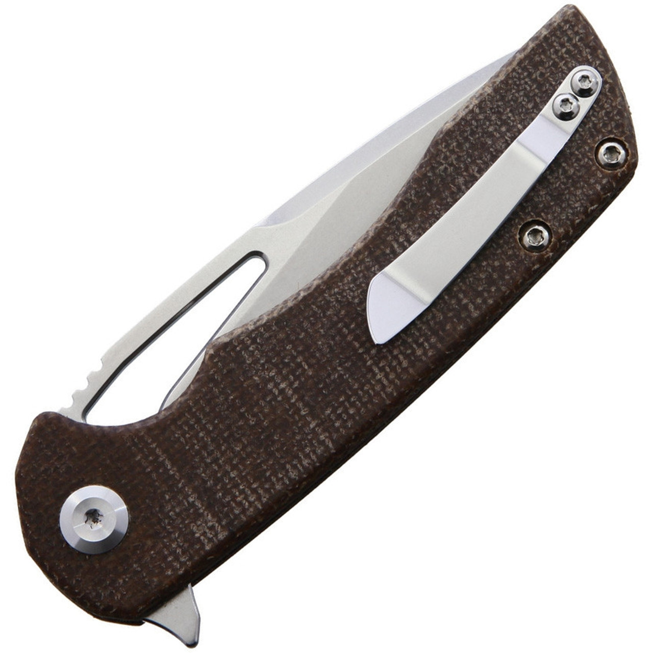 Kansept Knives Kryo (KT1001A1) 3.58" D2 Stonewashed Drop Point Plain Blade, Brown Micarta Handle