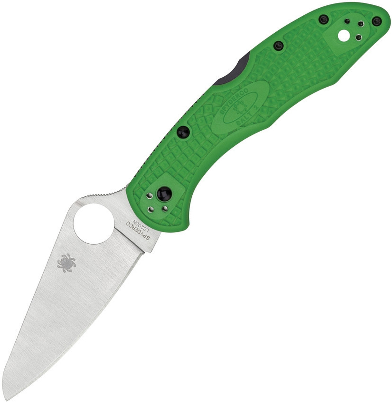 Spyderco Salt 2 C88FPGR2, 3.00" Satin LC200N Plain Blade, Green FRN Handle