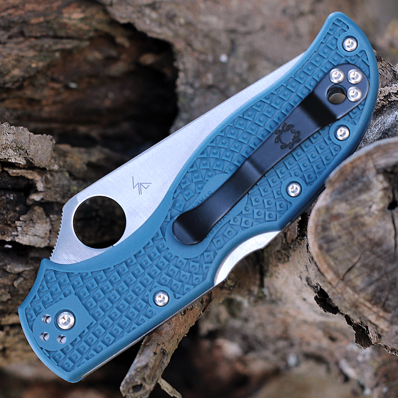 Spyderco Stretch 2 Straight Spine C90FP2K390, 3.43" Satin K390 Blade, Blue FRN Handle