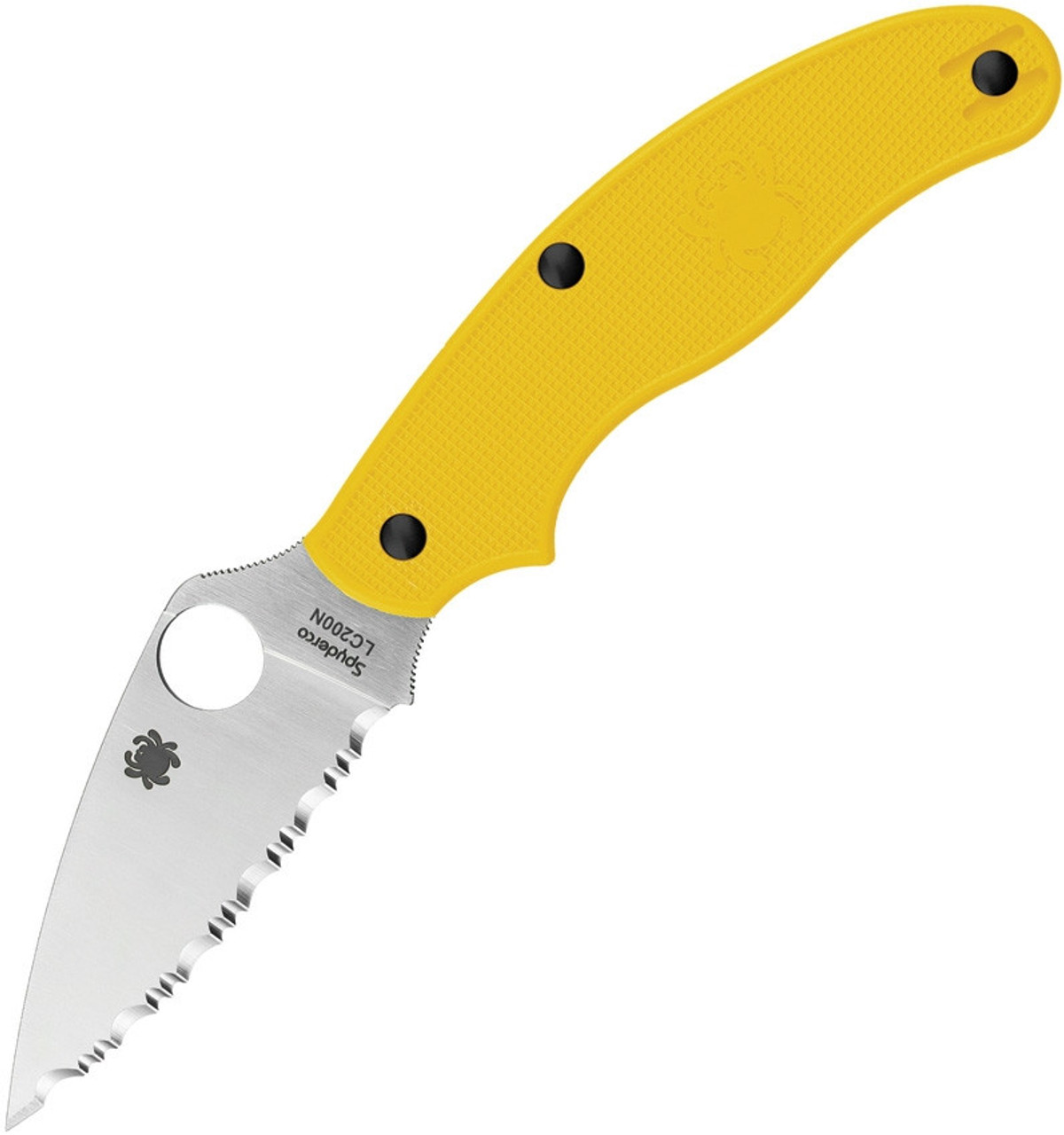 Spyderco UK Penknife Salt (C94SYL)  2.9" LC200N Satin Serrated Blade, Yellow FRN Handles