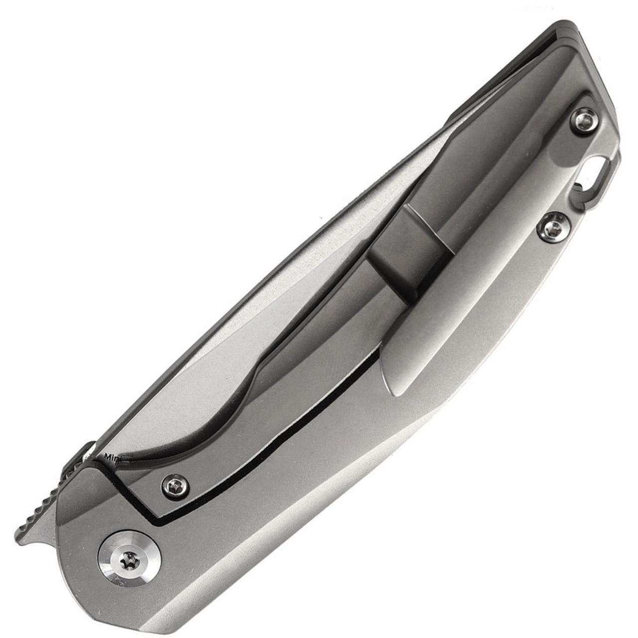 Kansept Knives Mini Accipiter (K2007A2) 2.9" CPM-S35VN Stonewashed Drop Point Plain Blade, Gray Titanium Handle with Black Carbon Fiber Inlay