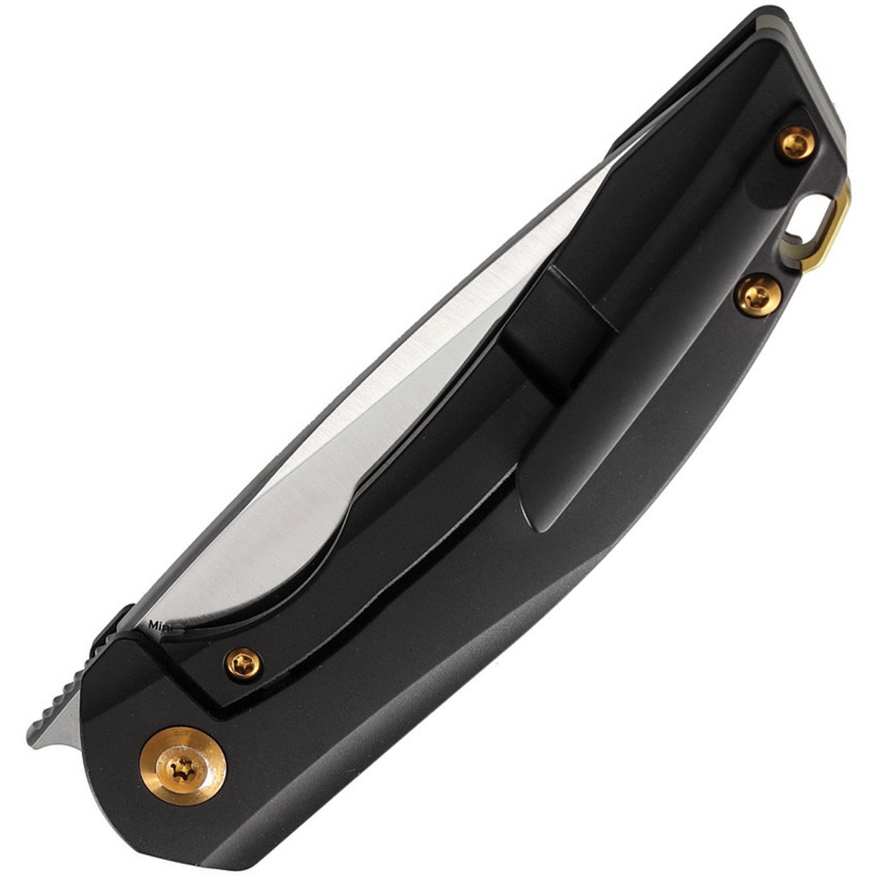 Kansept Knives Mini Accipiter (K2007A5) 2.9" CPM-S35VN Stonewashed Drop Point Plain Blade, Black Titanium Handle with Black Hand Rubbed Copper Inlay