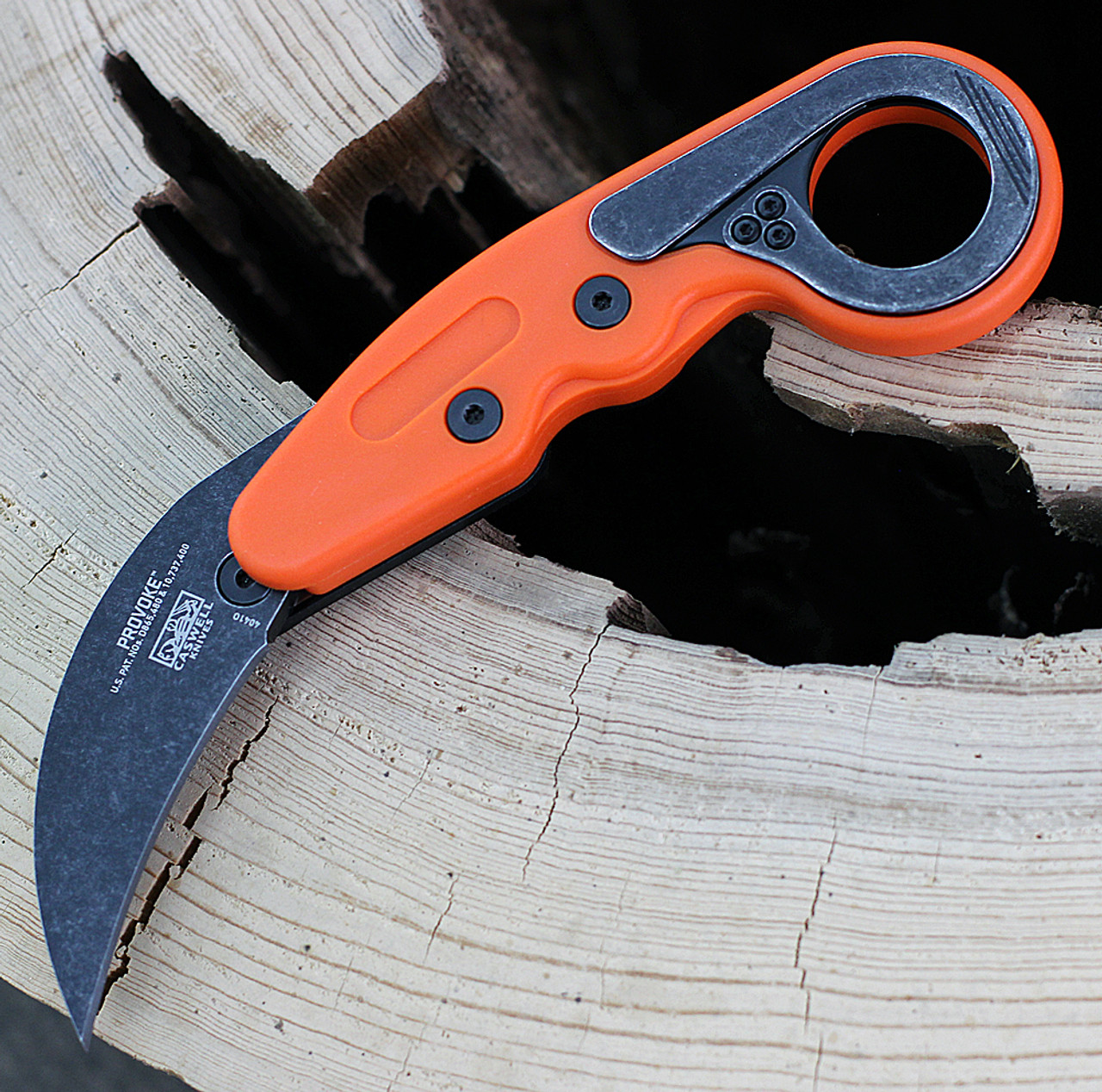 CRKT Provoke Kinematic (CR4041O) 2.47" 1.4116 Blackwashed Karambit Plain Blade, Orange Grivory Handle with Finger Ring