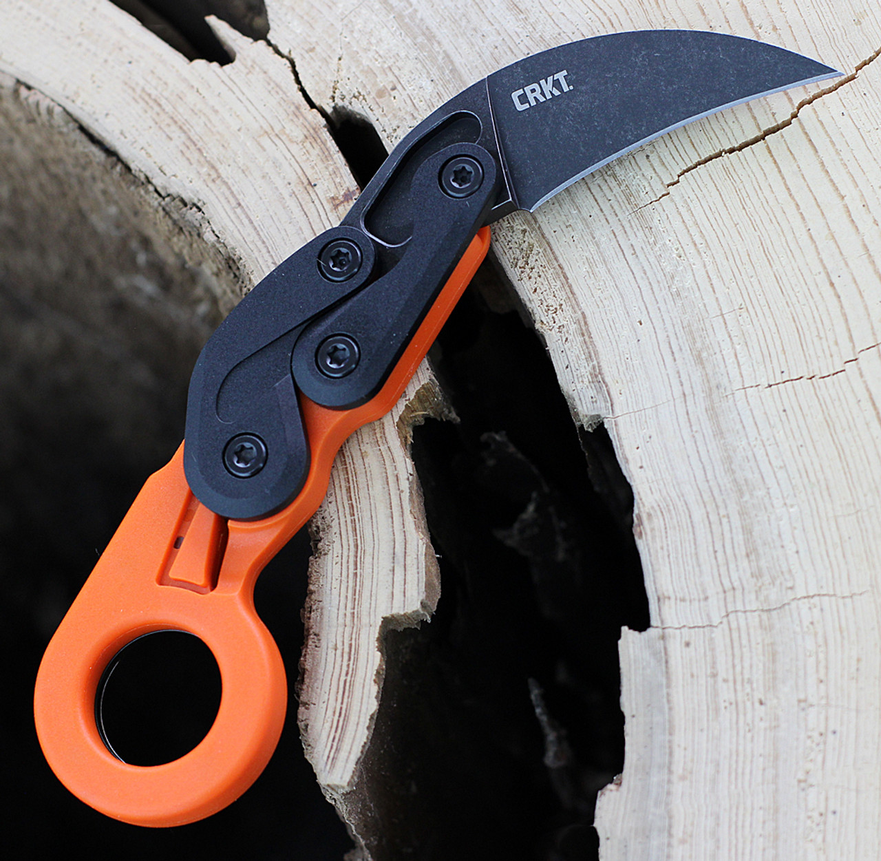 CRKT Provoke Kinematic (CR4041O) 2.47" 1.4116 Blackwashed Karambit Plain Blade, Orange Grivory Handle with Finger Ring