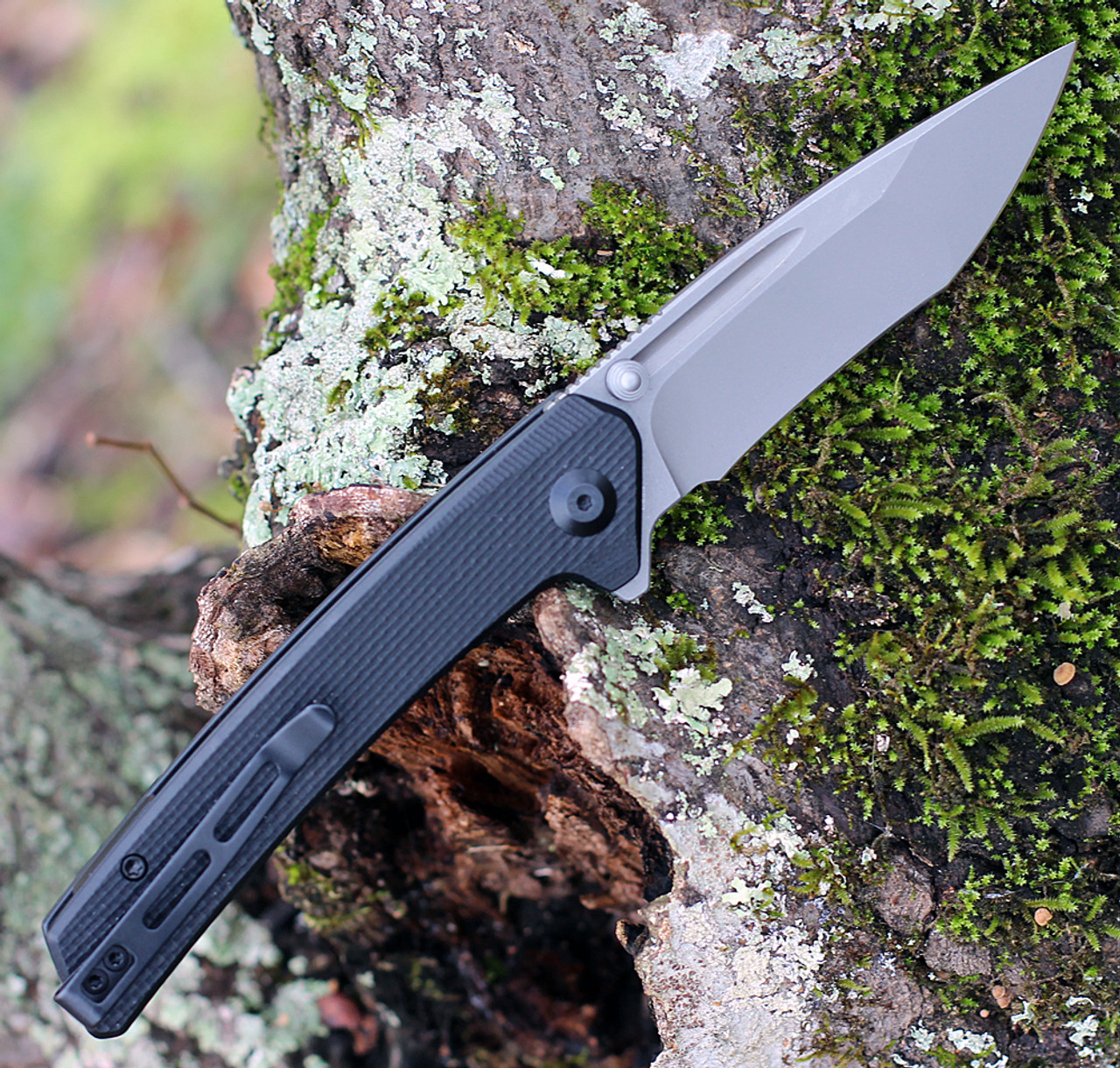 CIVIVI Knives Keen Nadder,  C2021A, 3.48" N690 Compound Tanto Blade, Coarse Black G-10 Handles