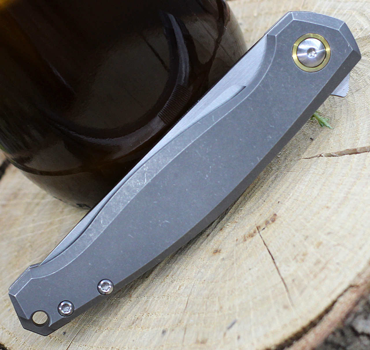 GiantMouse ACE Sonoma Frame Lock Knife, 3.3" Satin M390 Drop Point Blade, Titanium Handle