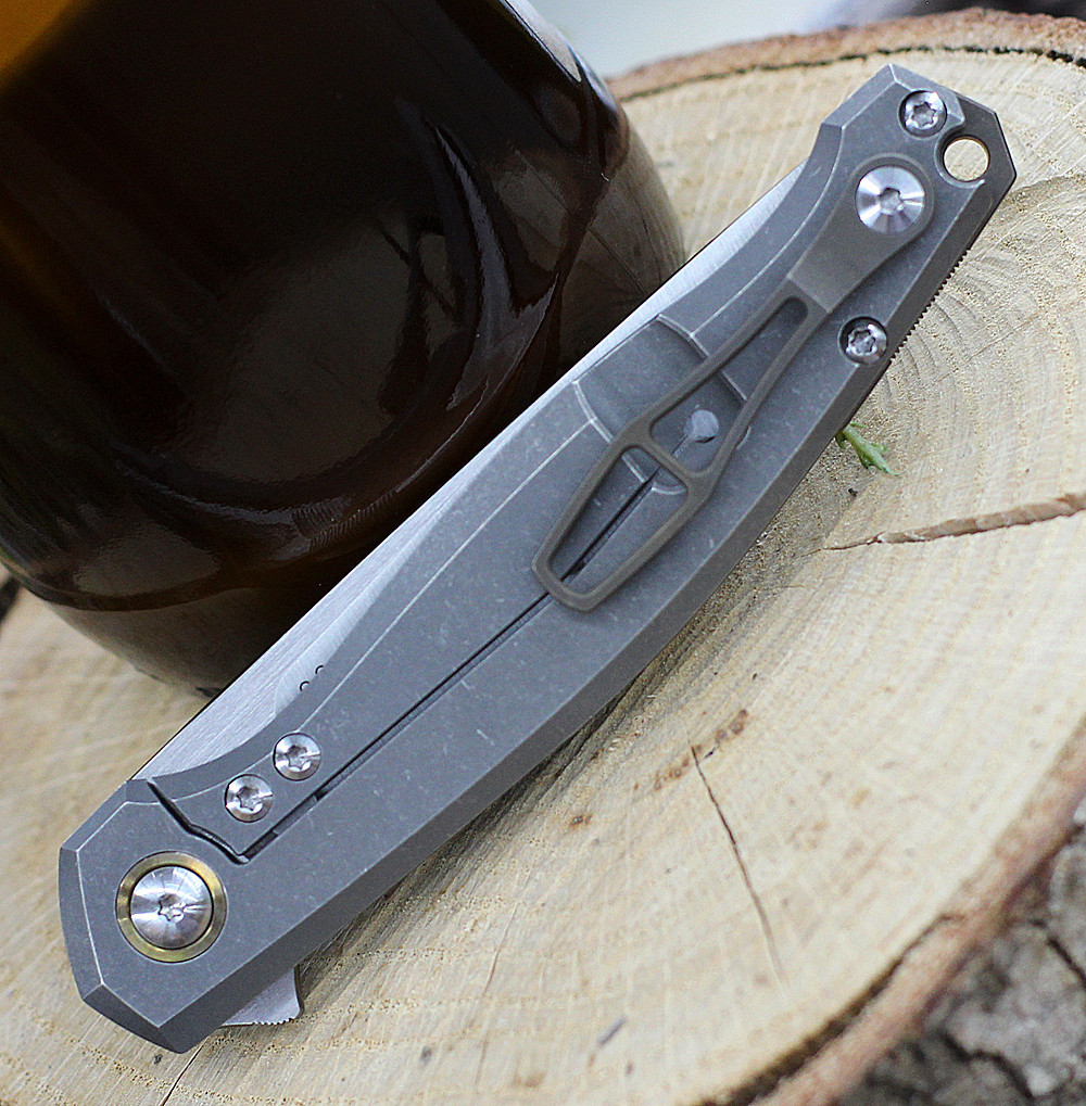 GiantMouse ACE Sonoma Frame Lock Knife, 3.3" Satin M390 Drop Point Blade, Titanium Handle
