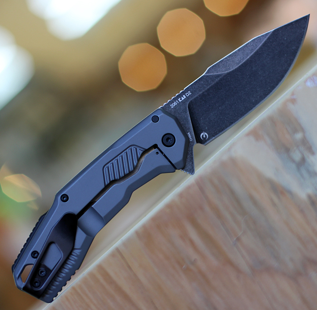 Kershaw  2061 Cannonball, 3.5" D2 BlackWashed Plain Blade, Gray PVD SS Handle