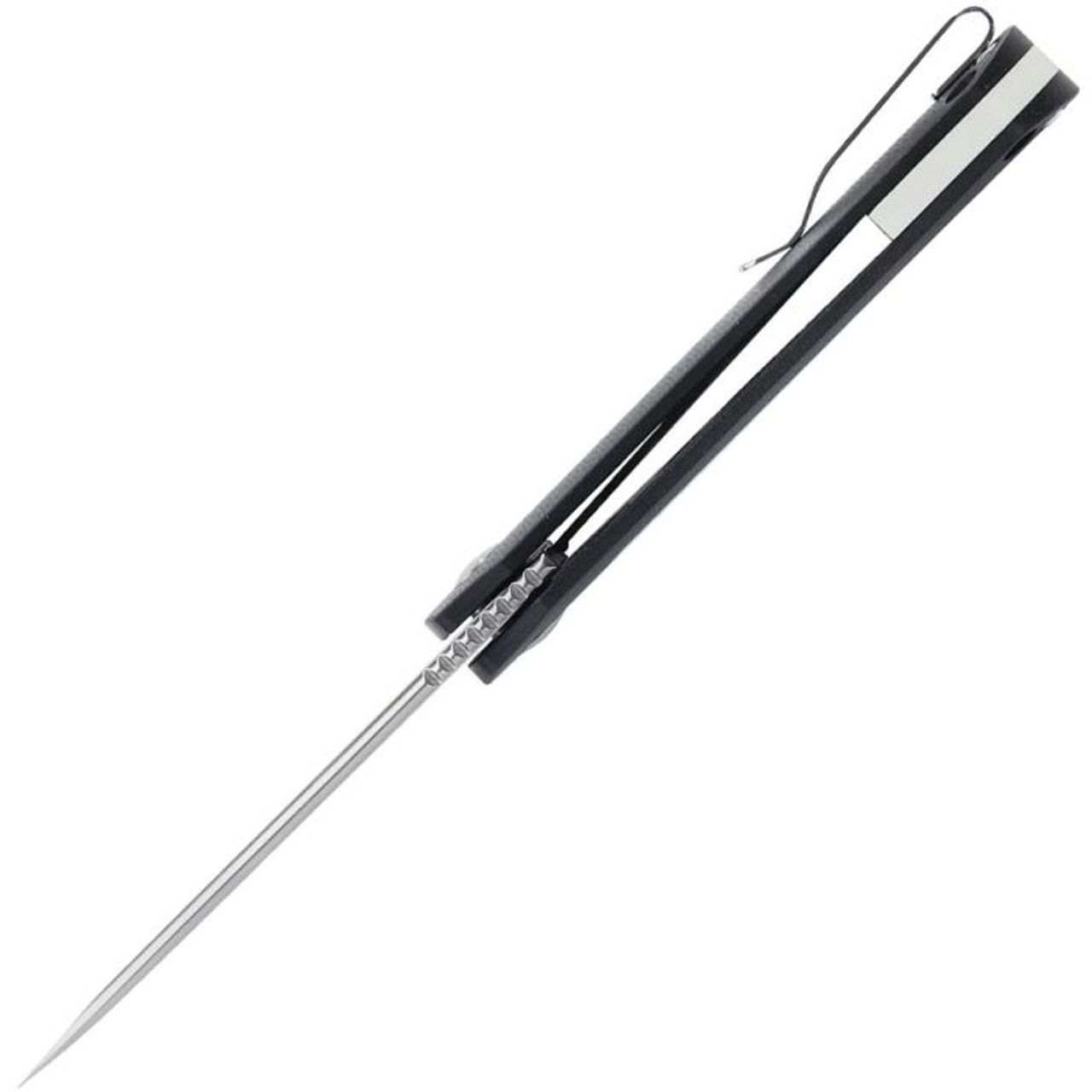 Kizer Cutlery Latt Vind Mini (KIV3567N1) 3" Bohler N690 Satin Spear Point Plain Blade, Black and White G-10 Handle