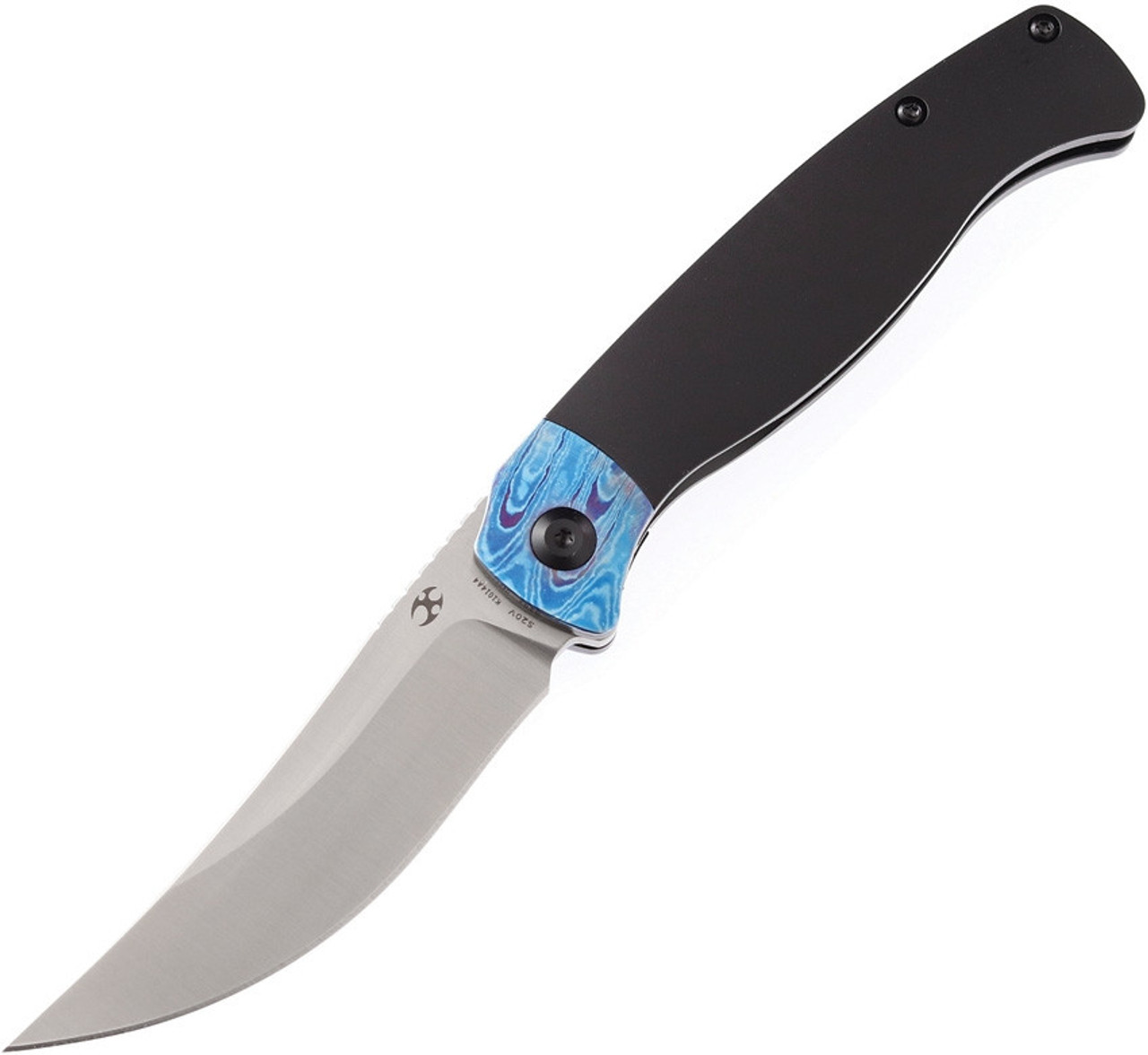 Kansept Knives Mujir (K1014A4) 3.25" CPM-S20V Stonewashed Trailing Point Plain Blade, Black Titanium w/Timascus Handle