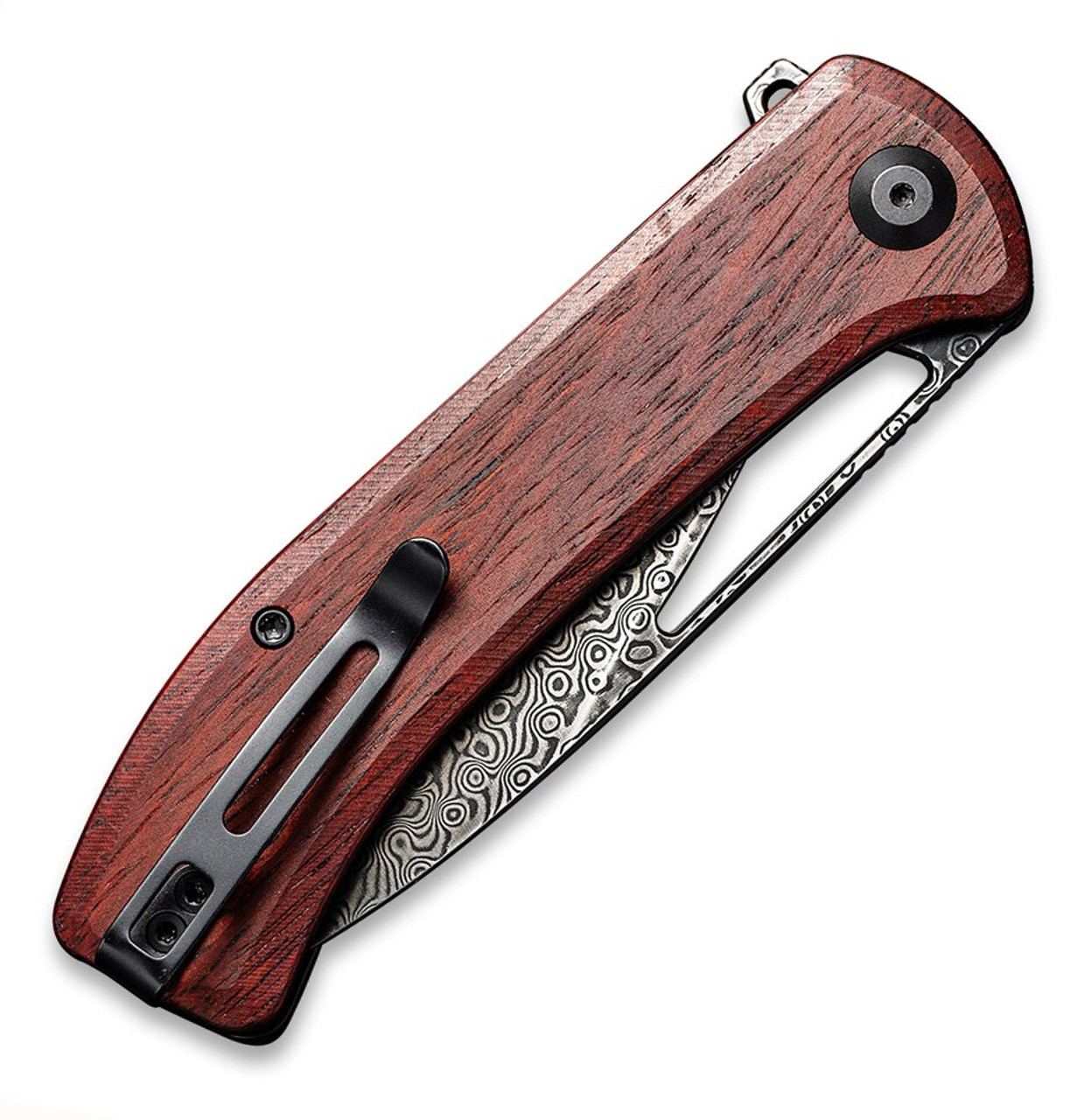 CIVIVI Riffle Folding Knife (C2024DS-2)- 3.46" Damascus Drop Point Blade, Sandalwood Handle