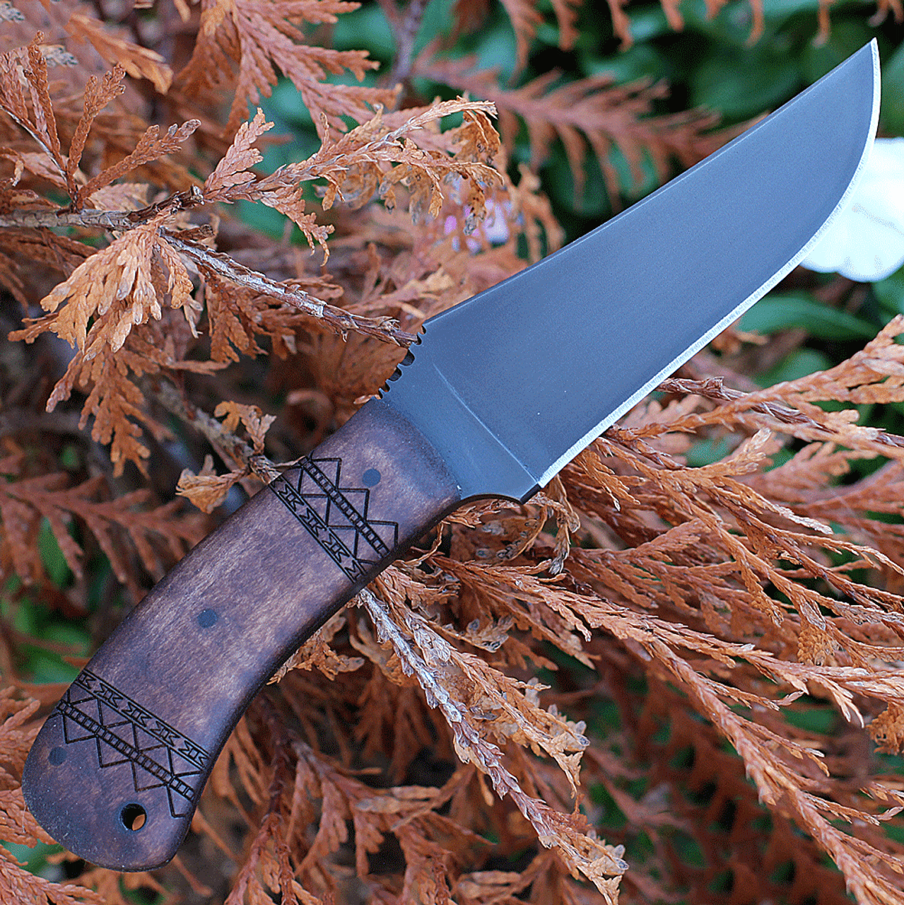 Winkler Knives Belt Knife 9.25" Fixed Blade Tribal Maple Handle