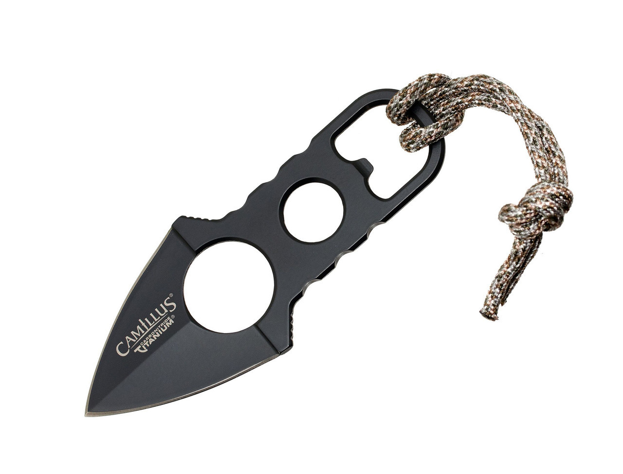 Camillus Heater Boot / Neck Knife 19238, 2" 440 Stainless Blade, Black Molded Plastic Sheath