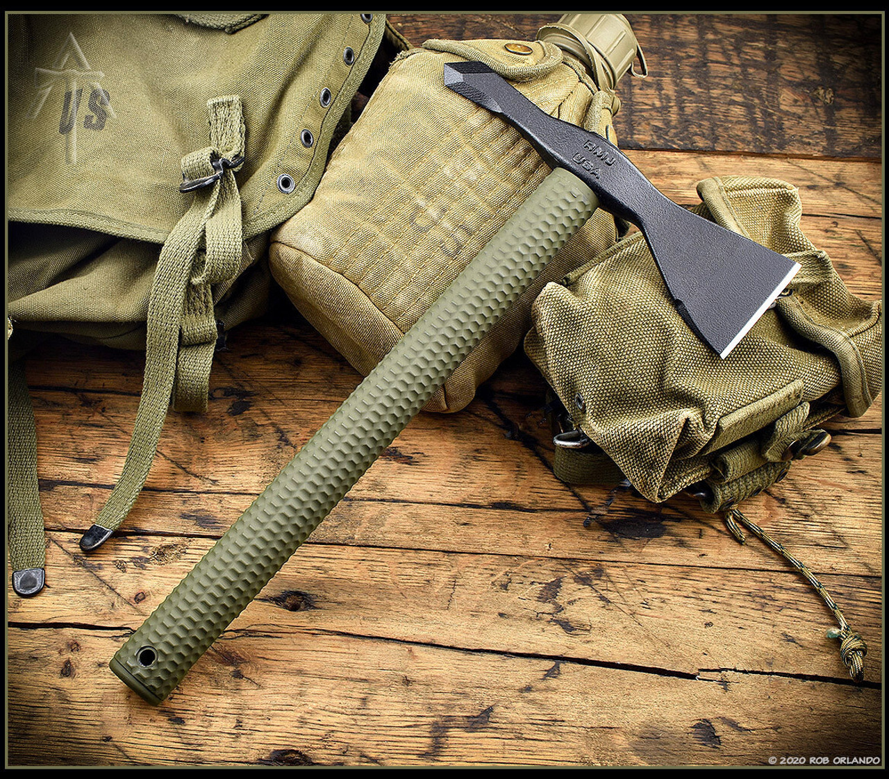 American Tomahawk Model 1 ATC-NYLON1-BLKGRN, 8" 1060 Black Drop-Forged Carbon Head, 14.12" Overall Length , OD Green Cerakote Handle with Black Kydex Sheath