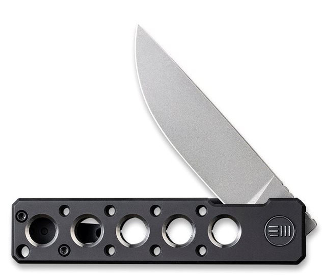 WE Knife Co. Miscreant 3.0 2021B, 3" CPM-20CV Stonewashed Drop Point Plain Blade, Black Titanium Handle