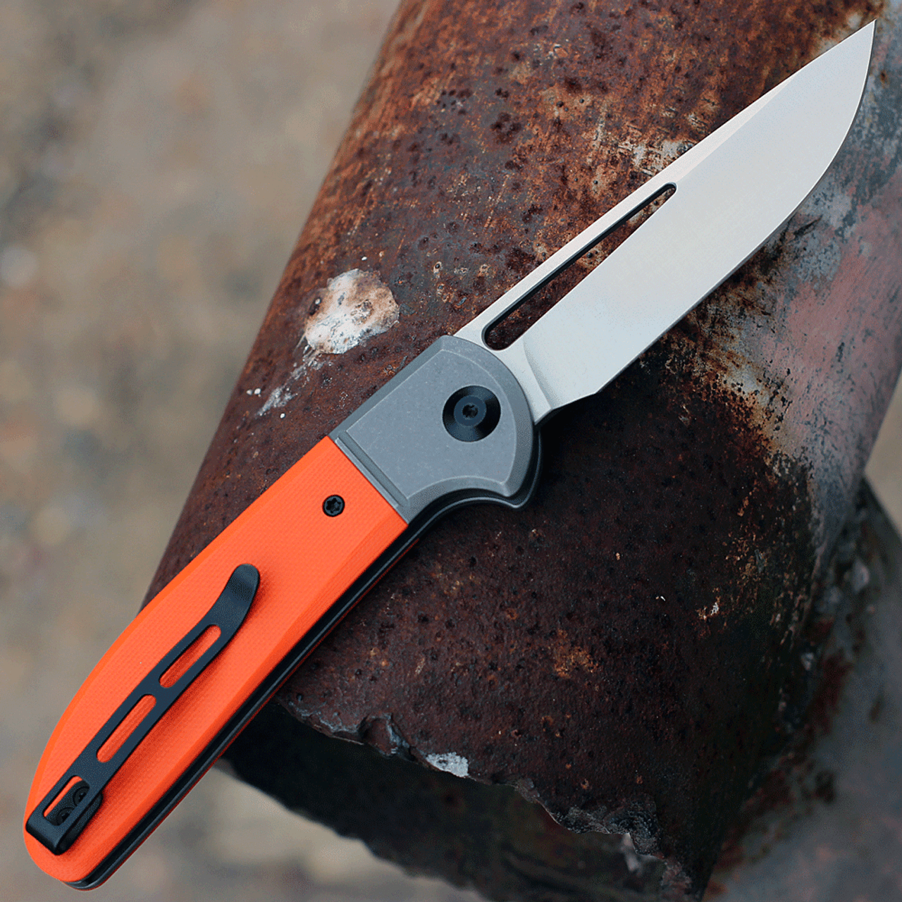 CIVIVI Trailblazer XL Folding Knife (C2101B)- 3.46" Satin D2 Drop Point Blade, Black G-10 Handles