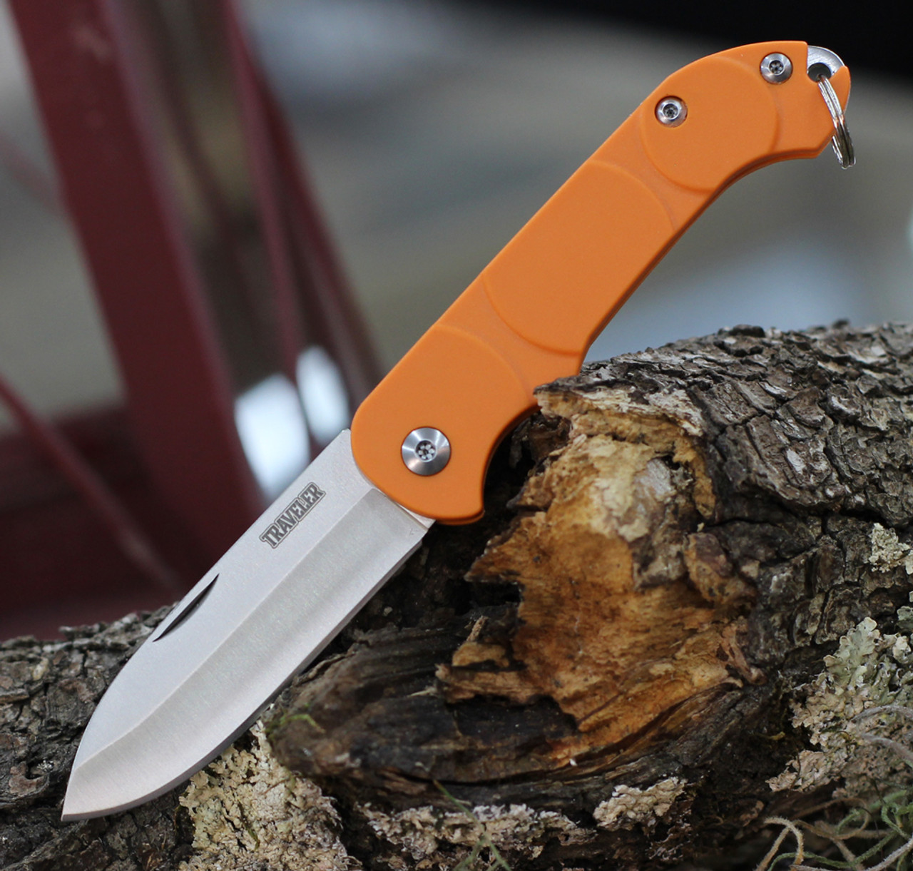 Ontario Knife Co. Traveler 8901, 2.25" Stainless Steel Satin Plain Blade, Orange Plastic Handle