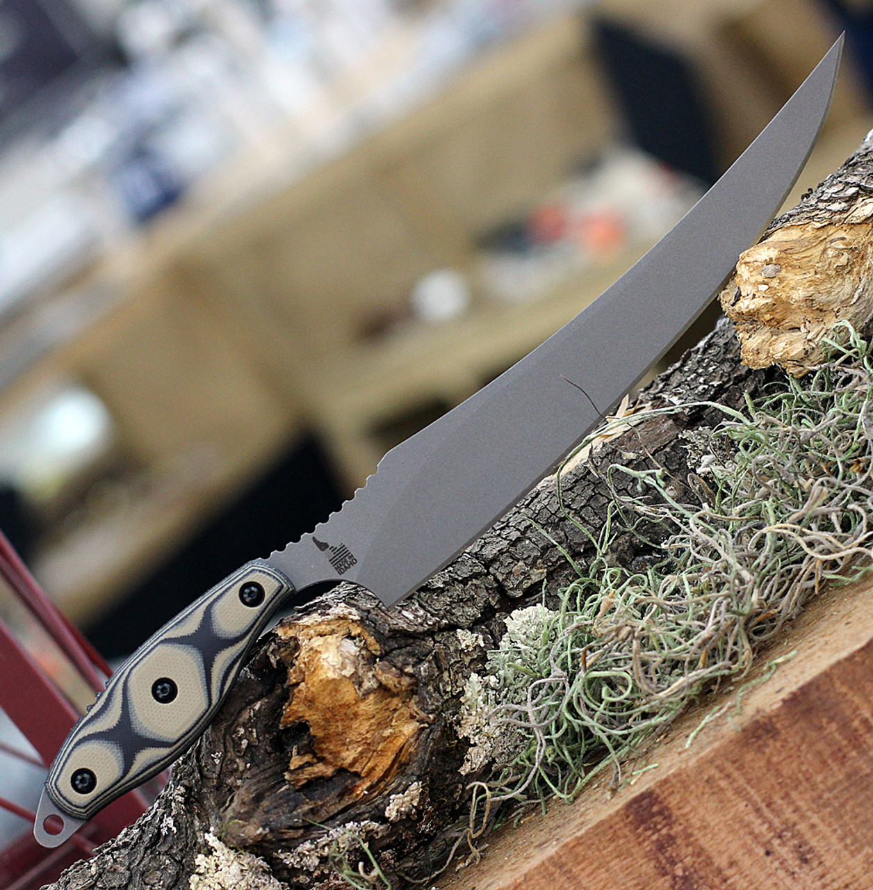 TOPS Knives Filet Knife FIL-01, 8" 154CM Tumble Finish Filet Knife, Tan & Black SureTouch G-10 Handle