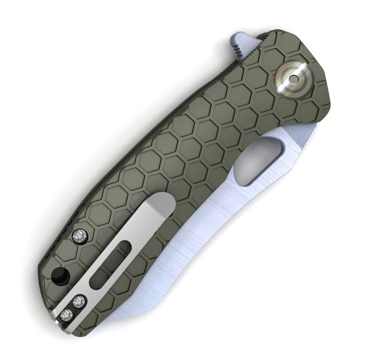 Honey Badger Knives Large Warncleaver Flipper HB1033, 3.63" 8Cr13MoV Satin Warncleaver Plain Blade, Green FRN Handle