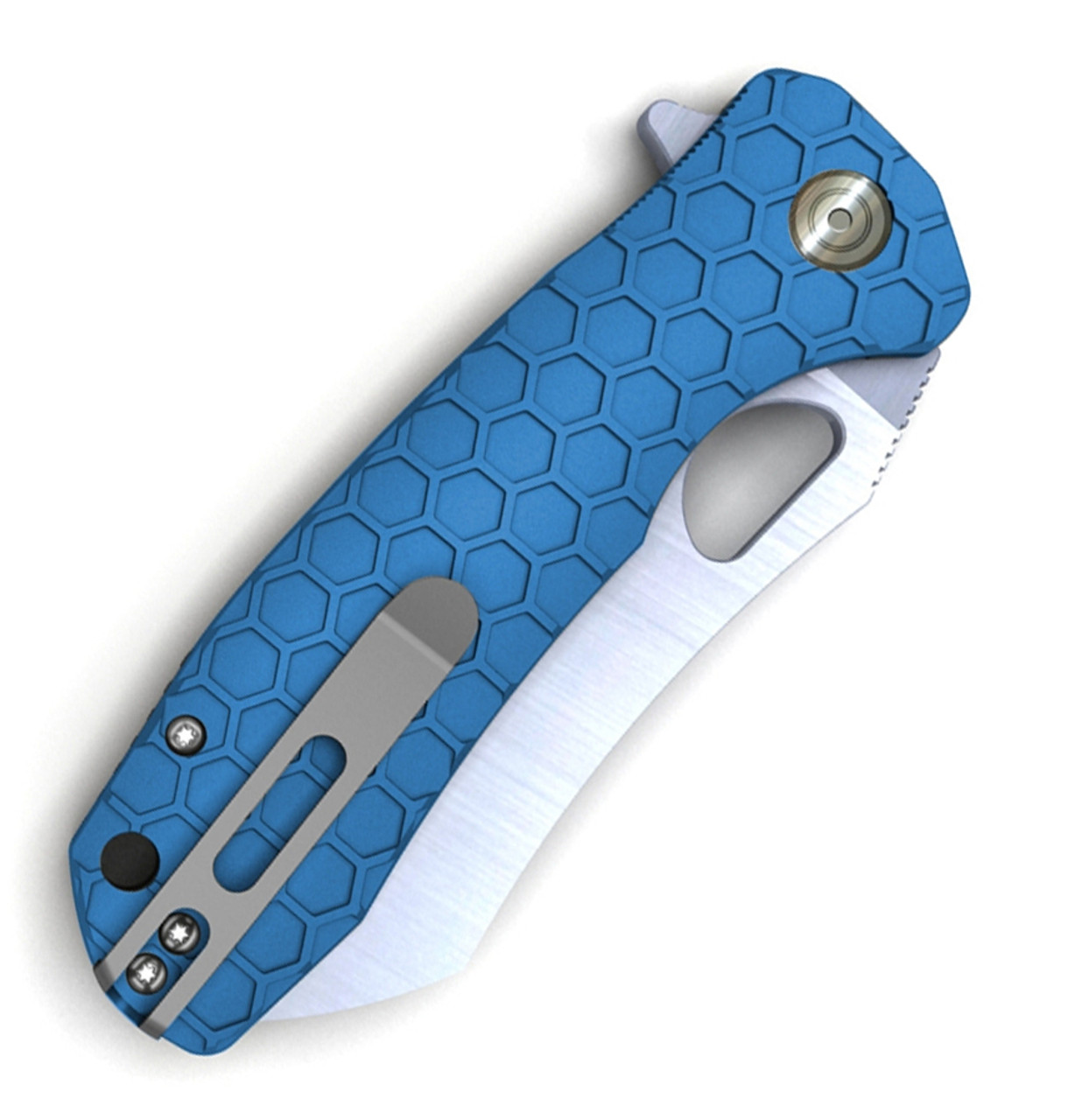 Honey Badger Knives Large Warncleaver Flipper HB1034, 3.63" 8Cr13MoV Satin Warncleaver Plain Blade, Blue FRN Handle