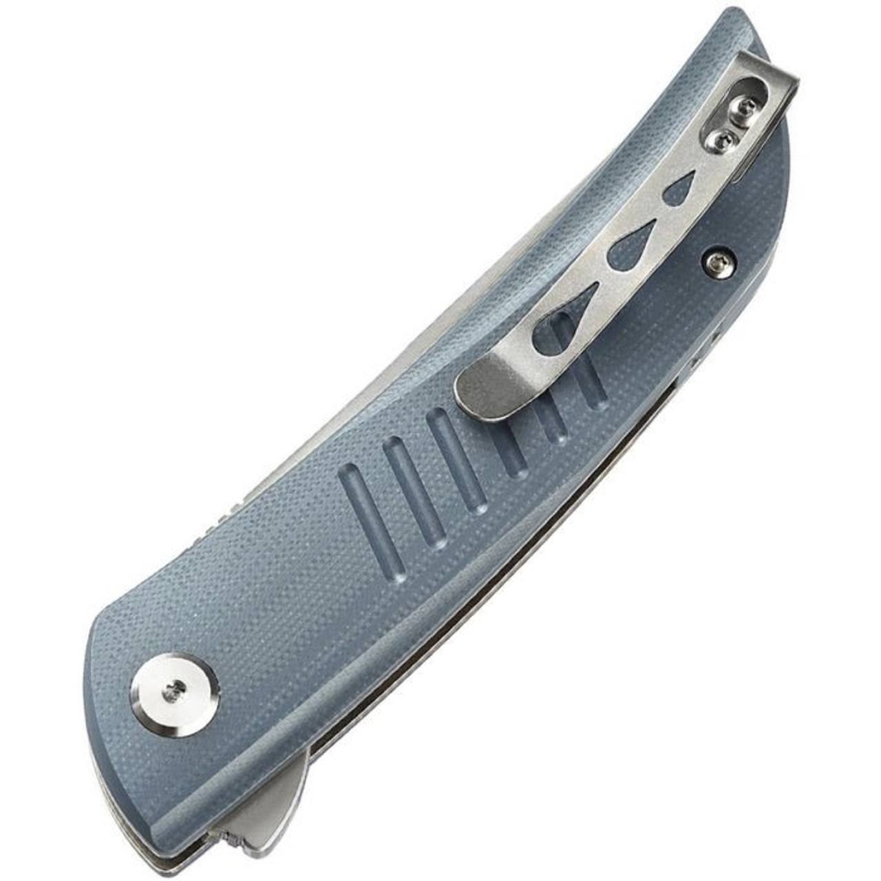 Bestech Swift (BG30E) 3.54" D2 Satin Trailing Point Plain Blade, Blue (Grey) G-10 Handle