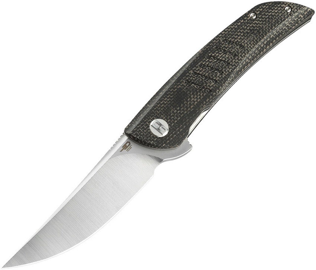Bestech Knives Swift Linerlock G30B1, 3.5" D2 Satin  Plain Blade, Black Micarta Handle
