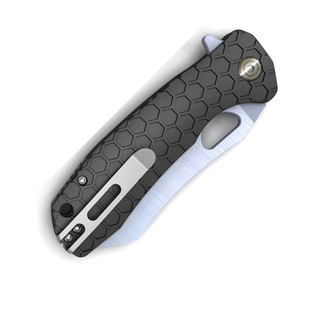 Honey Badger Knives Small Warncleaver Flipper HB1045, 2.75" 8Cr13MoV Satin Warncleaver Plain Blade, Black FRN Handle