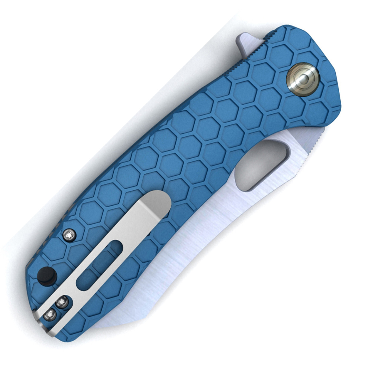 Honey Badger Knives Small Warncleaver Flipper HB1048, 2.75" 8Cr13MoV Satin Warncleaver Plain Blade, Blue FRN Handle