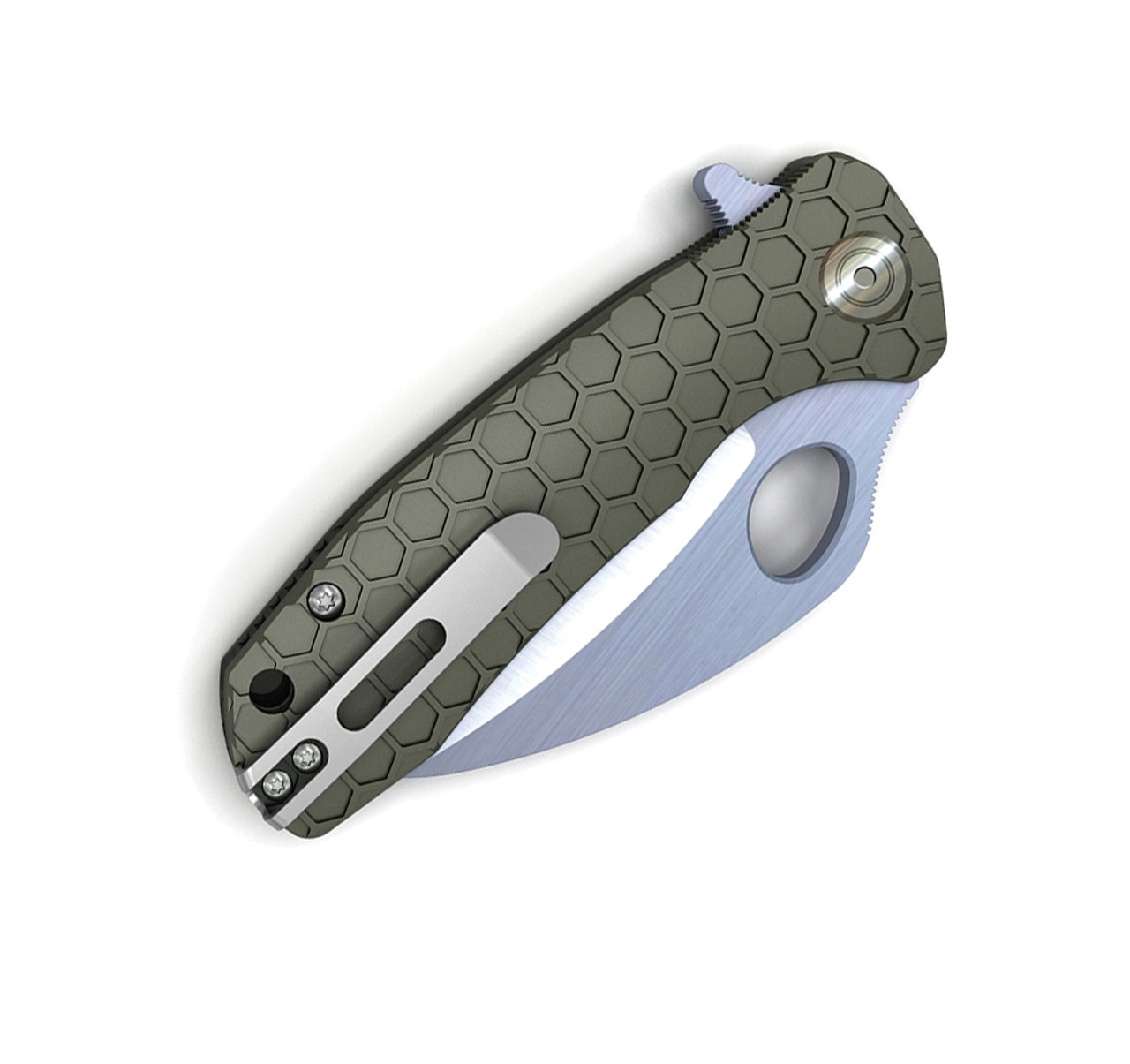 Honey Badger Knives Medium Claw Flipper HB1123, 3.0" 8Cr13Mov Claw Blade, Green FRN Handle