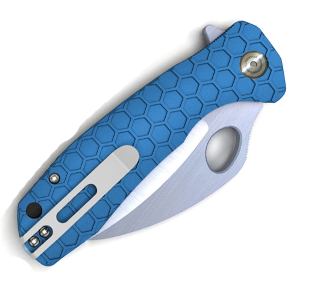 Honey Badger Knives Medium D2 Claw Flipper HB1128, 3.0" D2 Claw  Serrated Blade, Blue FRN Handle