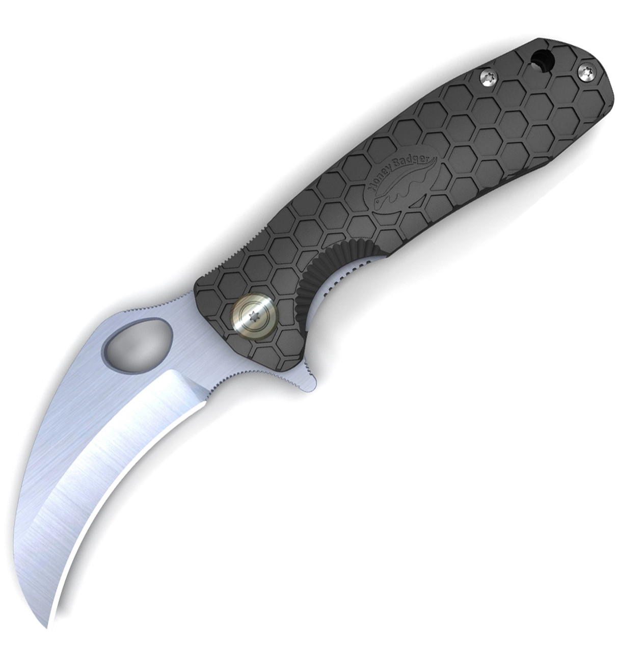 Honey Badger Knives Small Claw Flipper HB1141, 2.75" 8Cr13Mov Claw Plain Blade, Black FRN Handle