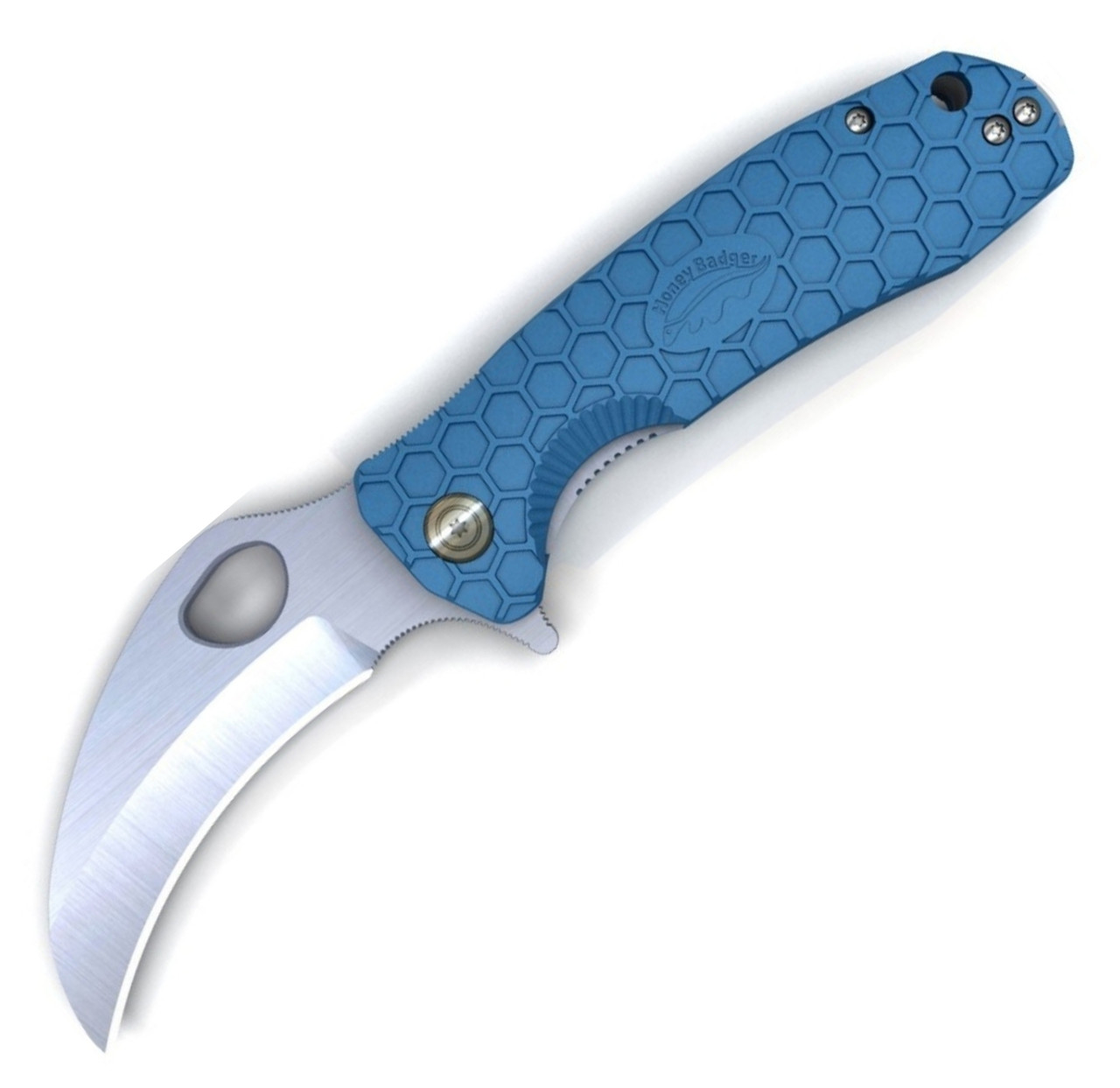 Honey Badger Knives Small Claw Flipper HB1144, 2.75" 8Cr13Mov Claw Plain Blade, Blue FRN Handle