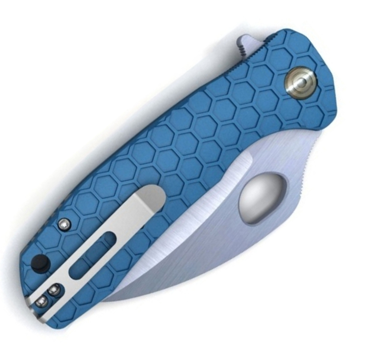 Honey Badger Knives Small Claw Flipper HB1144, 2.75" 8Cr13Mov Claw Plain Blade, Blue FRN Handle