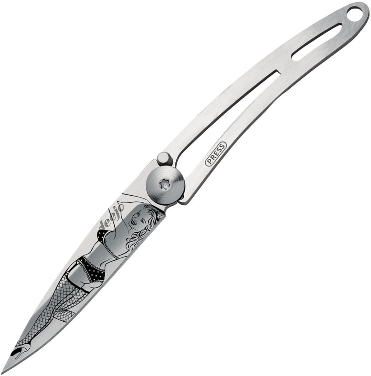 Deejo 15g Tattoo Pin Up DEE7AK004, 2" Z40C13  Plain Blade, Stainless Handle