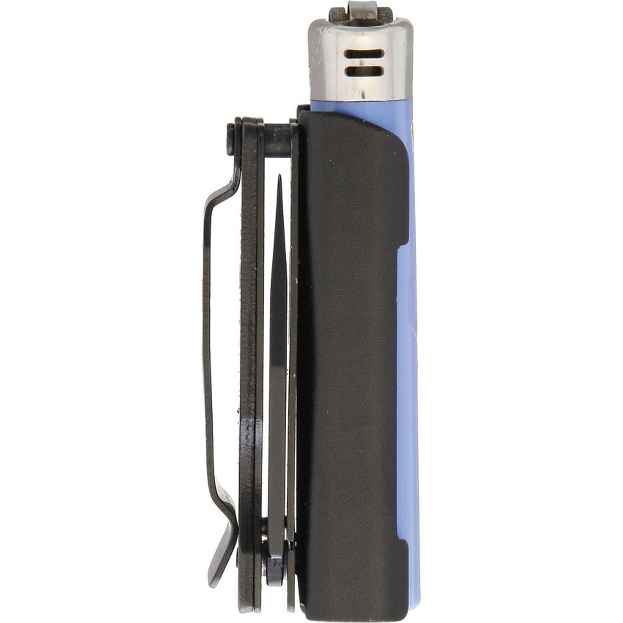 Wild Boar Knife and Lighter Holder 1021, 1.75" Stainless Blade, Black Aluminum Handle (Holds Standard Lighter)