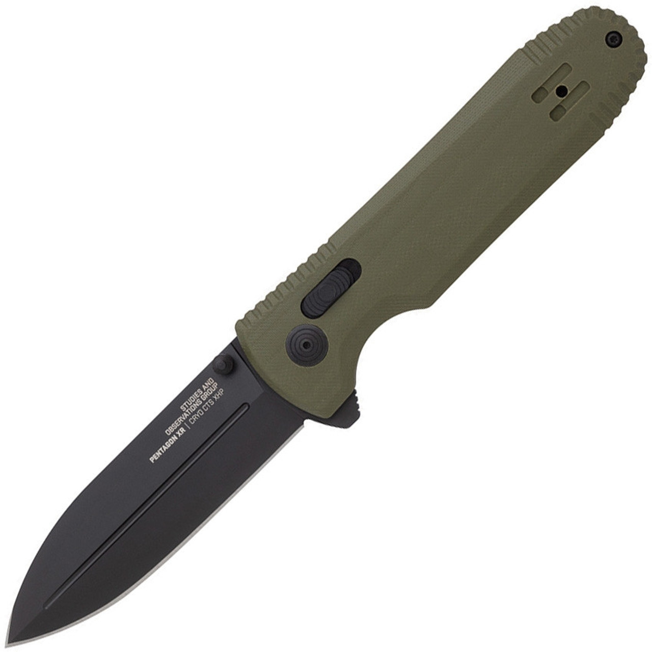 SOG Pentagon XR - OD Green 12-61-02-57, 3.6" CTS-XHP Black Spear Point Plain Blade, OD Green G-10 Handle