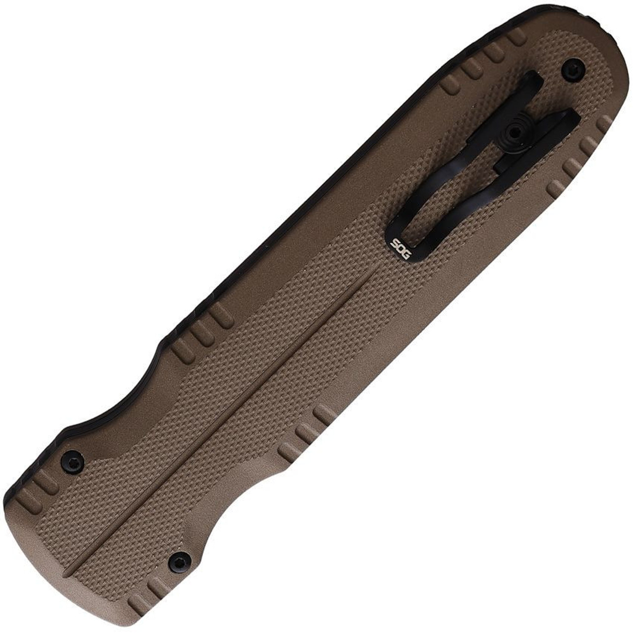 SOG Pentagon Flat Dark Earth OTF Automatic Knife 15-61-02-57, 3.75" S35VN Black Titanium Nitride Dagger Blade, Flat Dark Earth Aluminum Handle