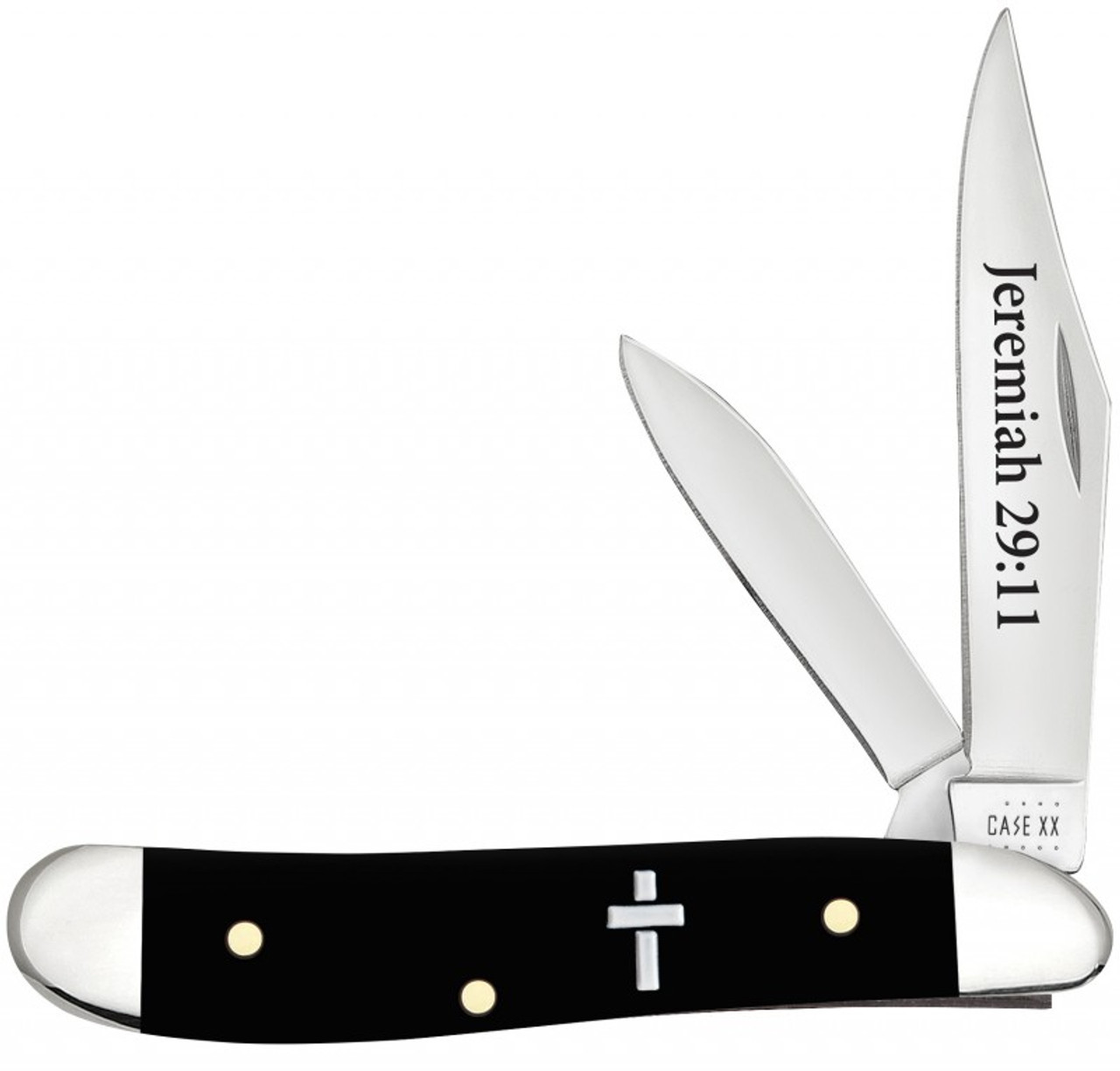 Case Peanut Religious Sayings - Jeremiah 29:11 - 60866 Embellished Smooth Black Synthetic Handle (2220 SS)