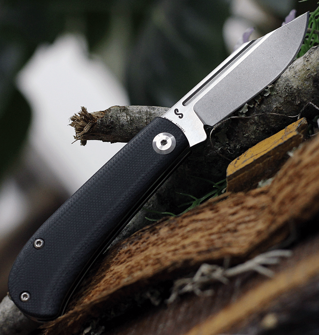 Kansept Knives Swan Bevy (KT2026S1) 2.25" 154CM Stonewashed Clip Point Plain Blade, Black G-Wood Handle