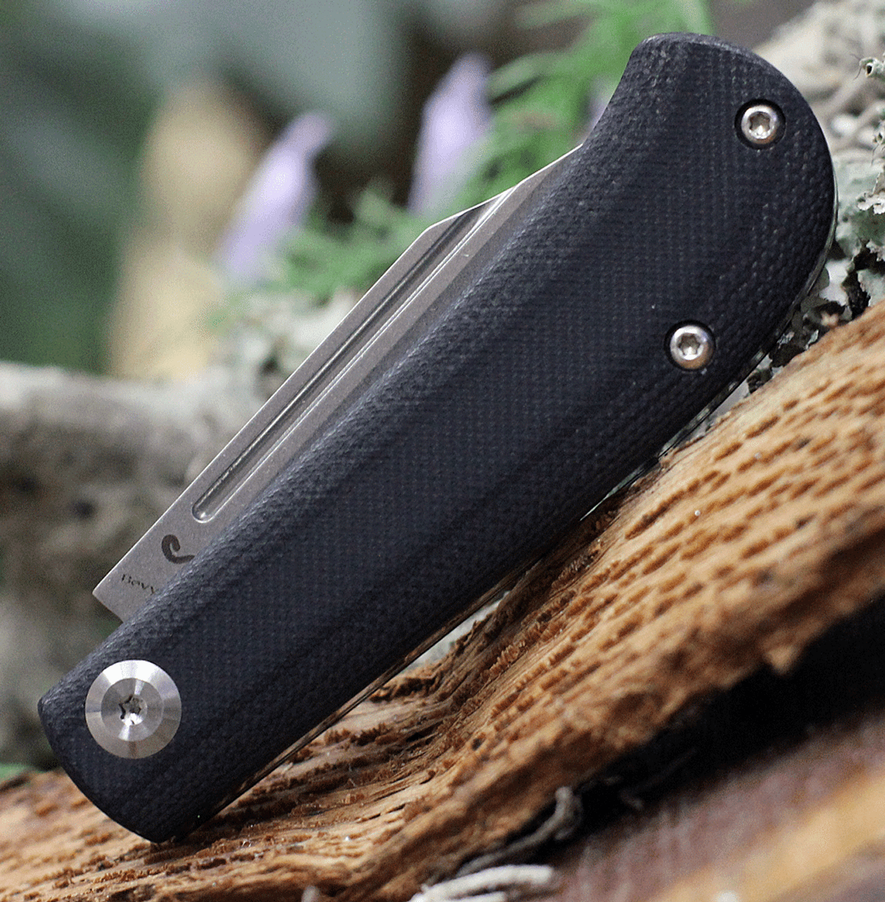 Kansept Knives Swan Bevy (KT2026S1) 2.25" 154CM Stonewashed Clip Point Plain Blade, Black G-Wood Handle