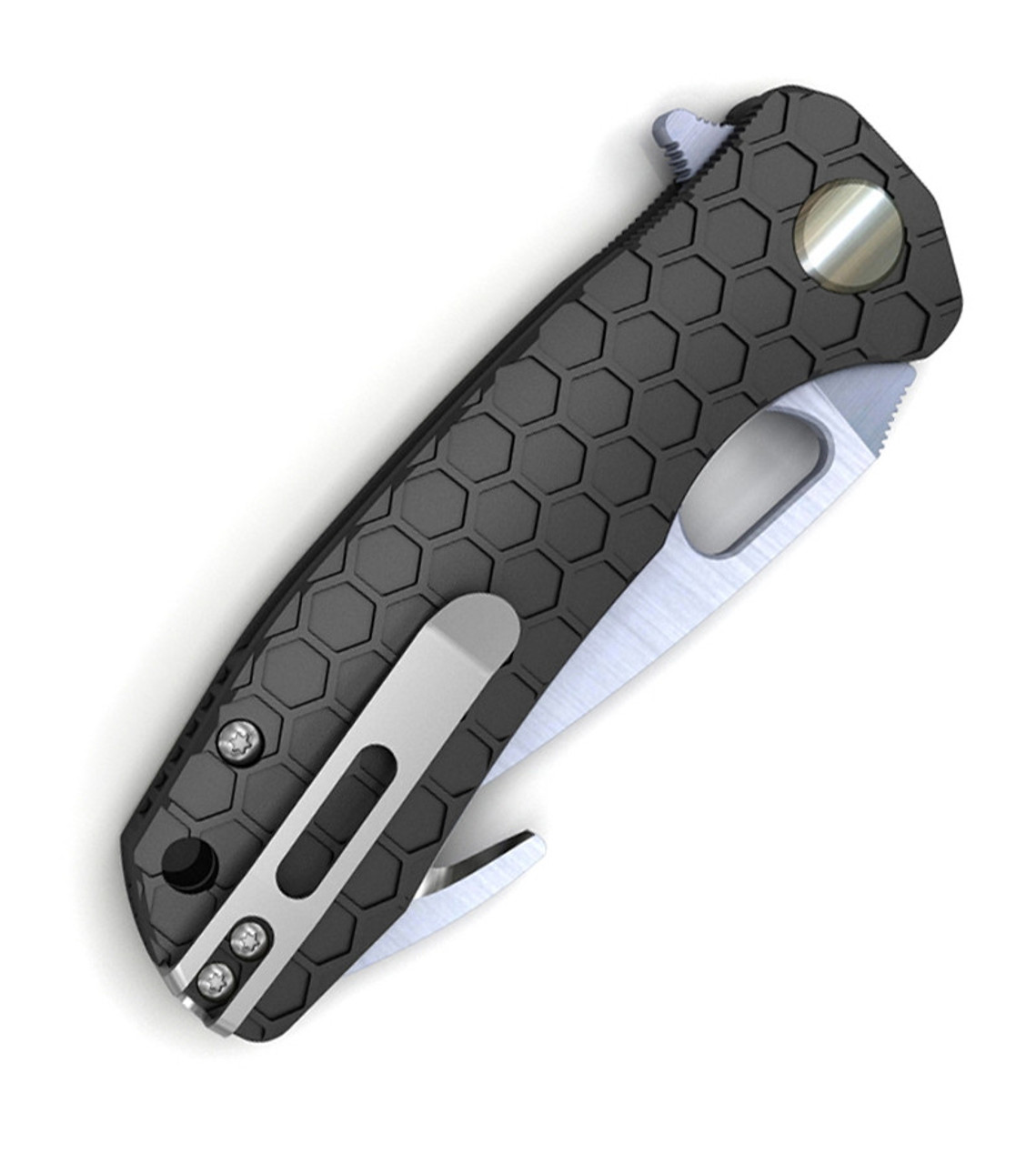 Honey Badger Knives Large Hook Flipper HB1251, 3.63" 8Cr13Mov  Hook Blade, Black FRN Handle