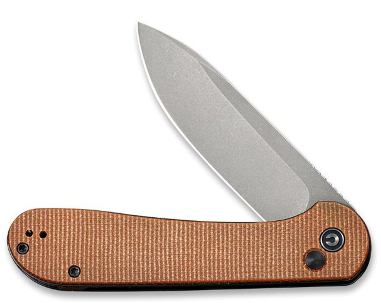 CIVIVI Button Lock Elementum Folding Knife (C2103D)- 3.47" Stonewashed 14C28N Drop Point Blade, Brown Micarta Handles