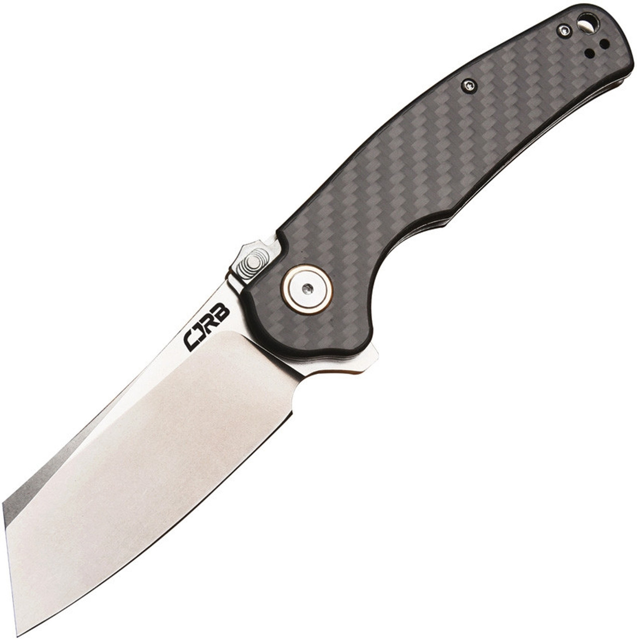 CJRB Cutlery Crag J1904R-CF, 3.3" D2 Stonewash Plain Blade, Carbon Fiber Handle